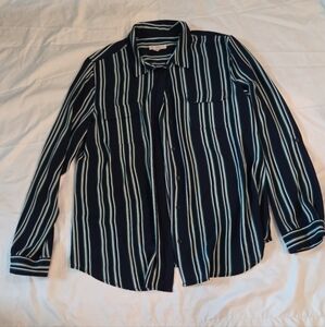 DB Women's size XL Blue striped button Blouse #WT9